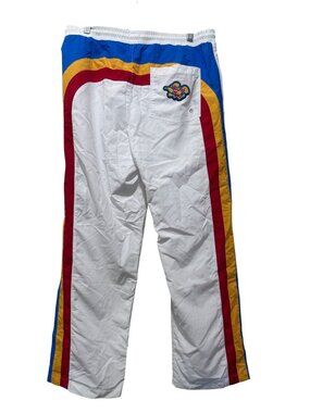 Round Two Rainbow Stripes Wide Leg Pants Men XL White Outdoor Funky Hiking Nylon